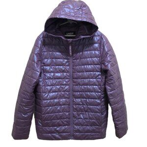 K5063 Girls Lands' End Full Zip Puffer Hooded Jacket Sz.L